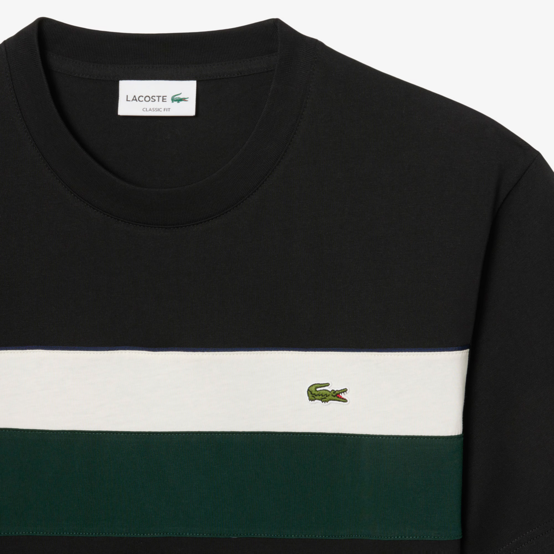 St. Martin Co Black Chest-Stripe Cotton Crewneck Tee — detail view