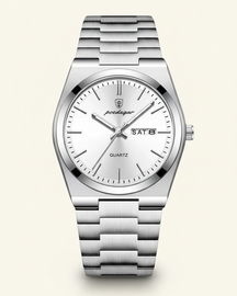 St. Martin Co Steel Bracelet Watch Green Sunray Dial — detail view