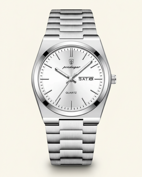 St. Martin Co Steel Bracelet Watch Green Sunray Dial — detail view