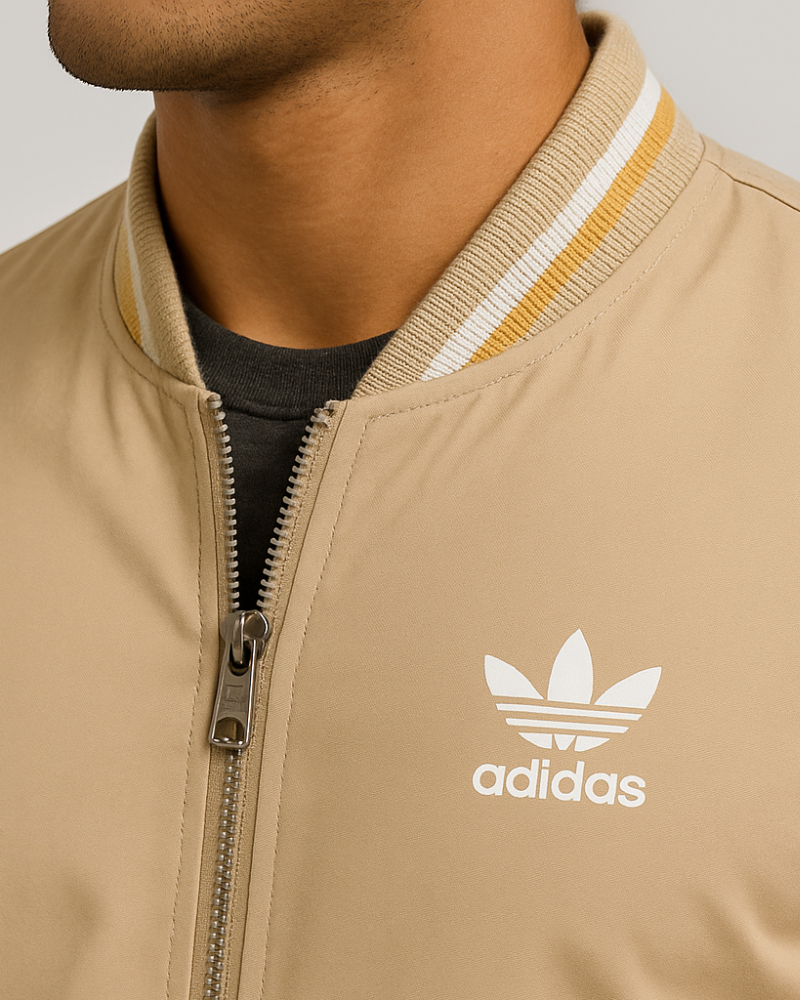 St. Martin Co AD Sand Varsity Bomber Jacket — lifestyle view