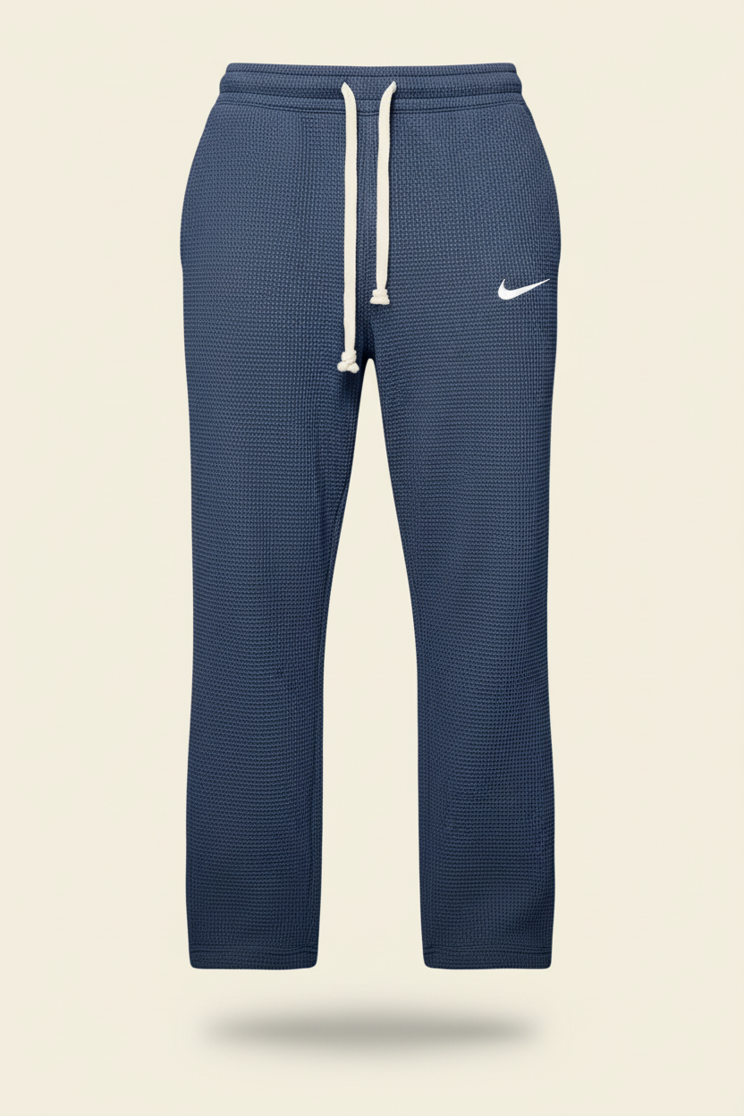 St. Martin Co Charcoal Waffle-Knit Drawstring Jogger Trousers — detail view