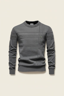 St. Martin Co LC Tonal Stripe Crewneck Knit in Navy — detail view