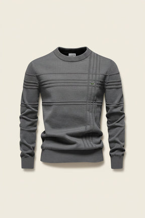 St. Martin Co LC Tonal Stripe Crewneck Knit in Navy — detail view
