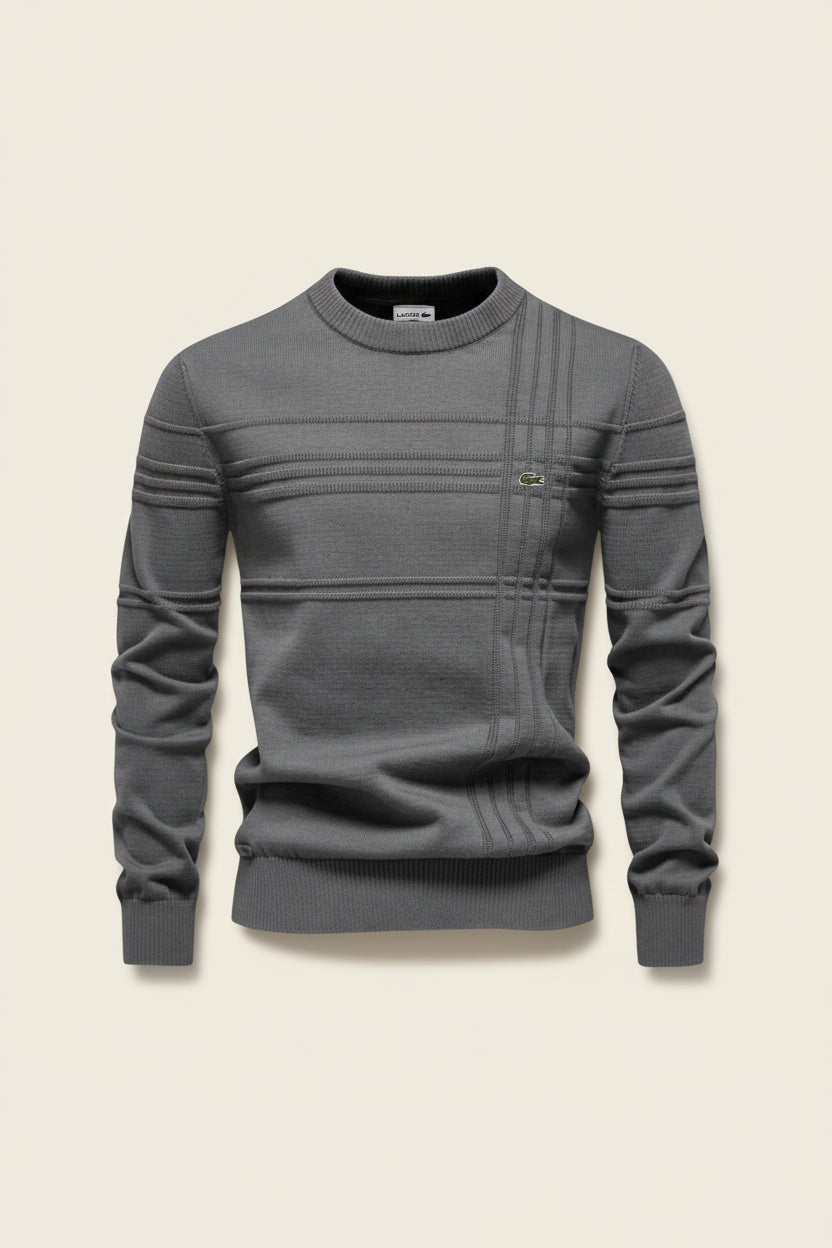 St. Martin Co LC Tonal Stripe Crewneck Knit in Navy — detail view