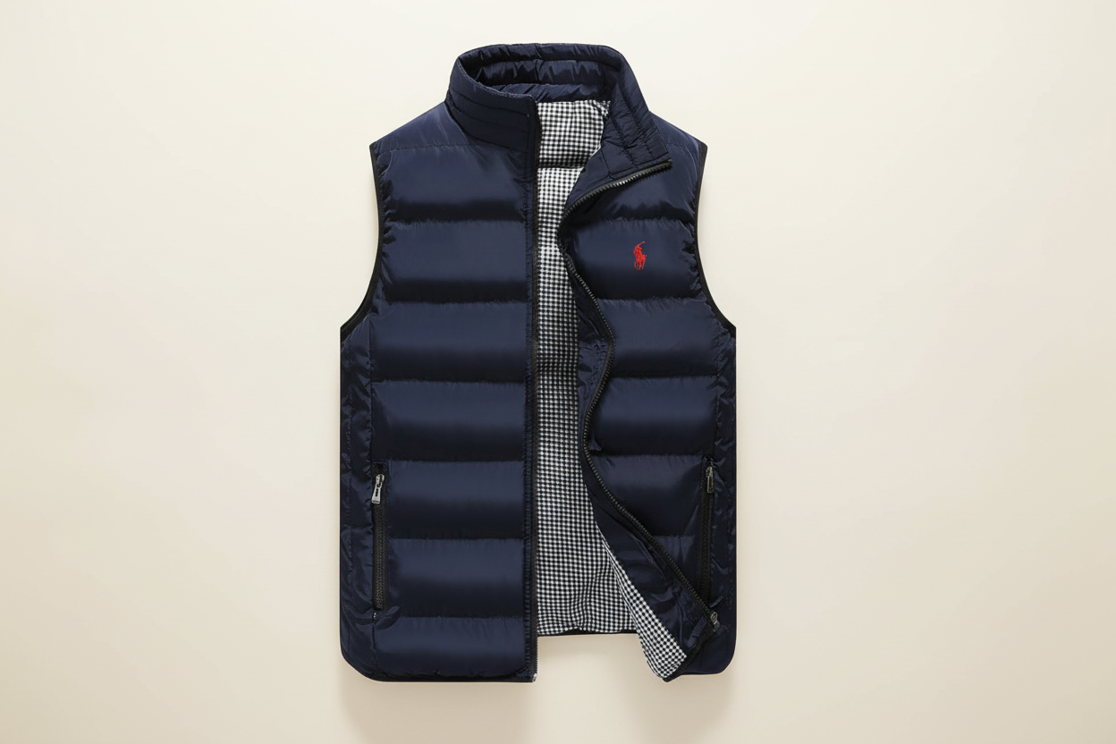St. Martin Co RL Black Quilted Zip-Up Gilet — detail view