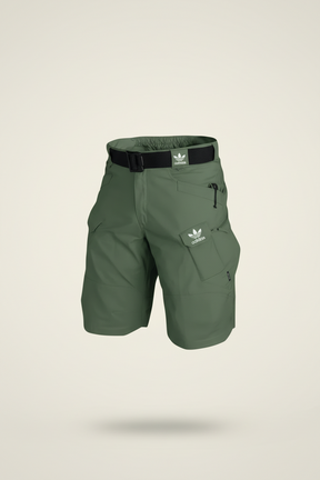 St. Martin Co Slate Grey Belted Technical Cargo Shorts — detail view