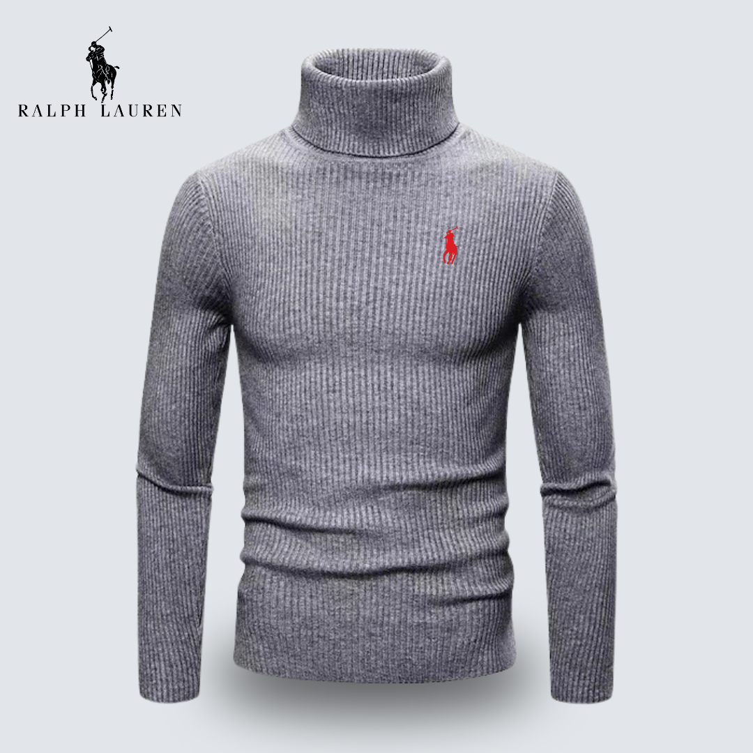 St. Martin Co RL Black Ribbed Roll Neck Sweater — detail view