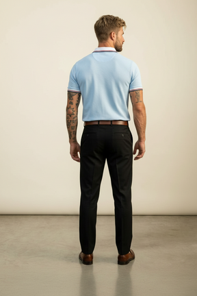 St. Martin Co LC Sky Blue Tipped Piqué Polo — detail view