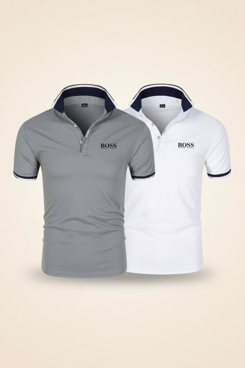 St. Martin Co HB Crimson Tipped Piqué Polo Shirt — detail view