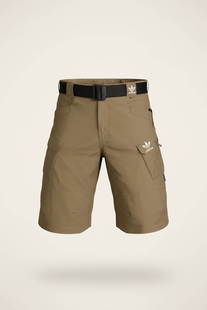 St. Martin Co Slate Grey Belted Technical Cargo Shorts — detail view