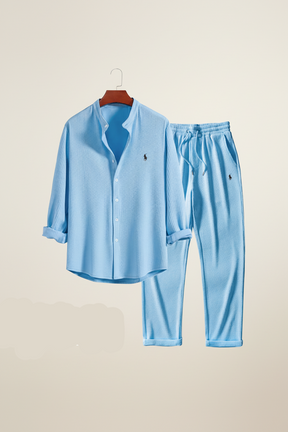 St. Martin Co RL Sky Ribbed Shirt and Trouser Set — detail view