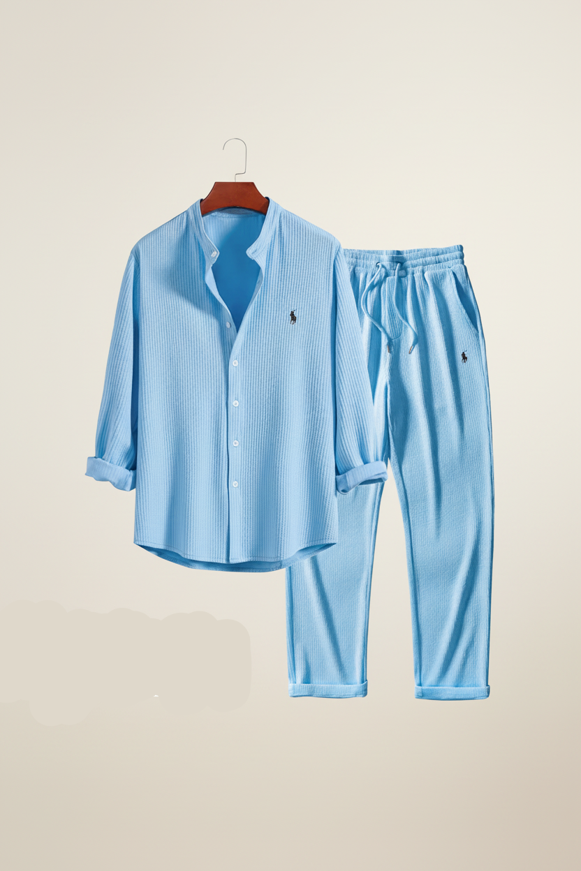 St. Martin Co RL Sky Ribbed Shirt and Trouser Set — detail view