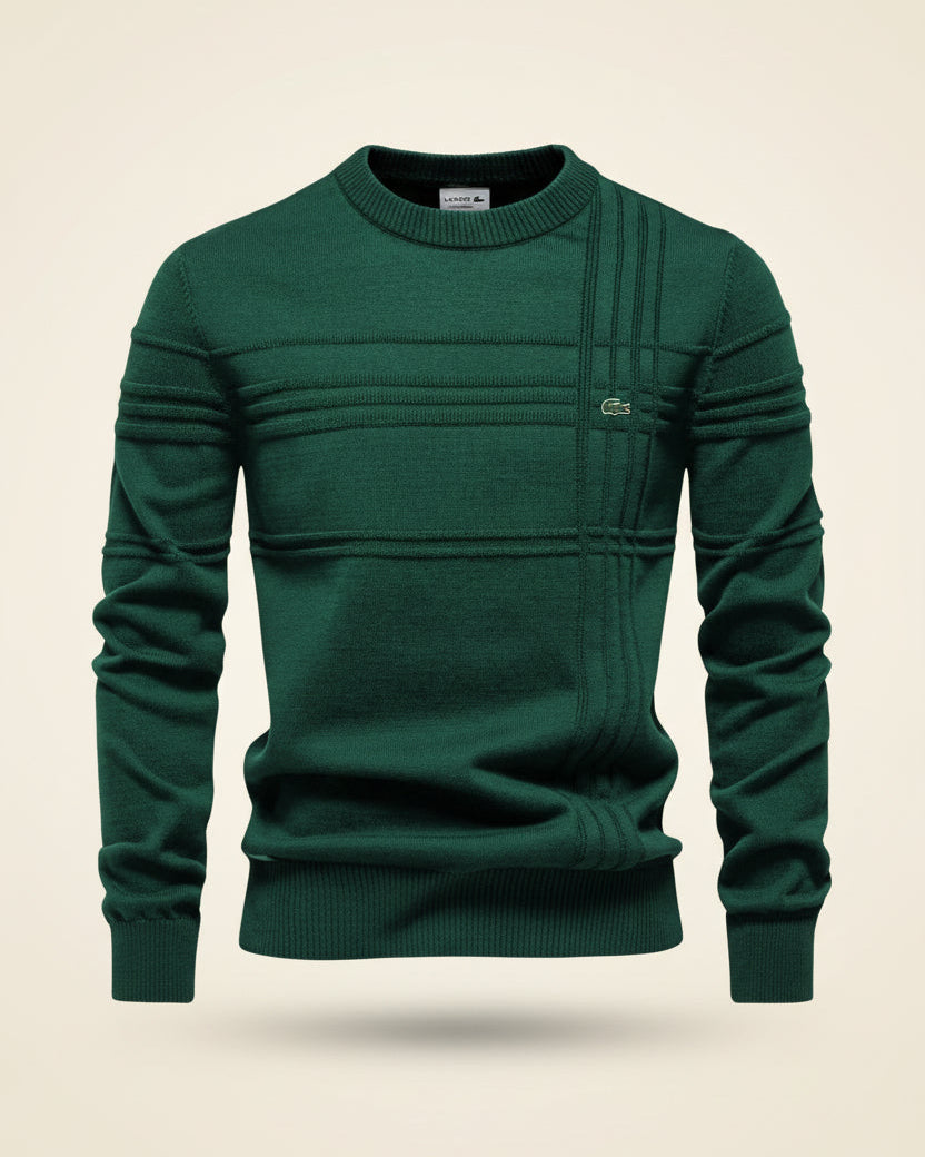 St. Martin Co LC Tonal Stripe Crewneck Knit in Navy — detail view