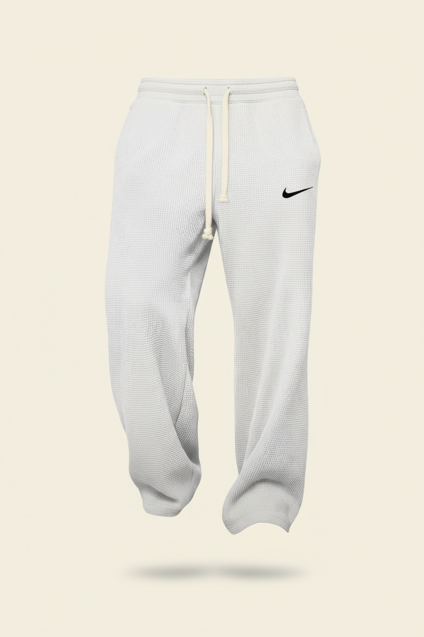St. Martin Co Charcoal Waffle-Knit Drawstring Jogger Trousers — detail view