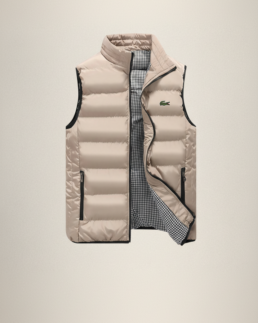 St. Martin Co LC Quilted Down Gilet Houndstooth Lined — detail view