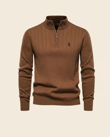 St. Martin Co RL Black Ribbed Quarter-Zip Sweater — lifestyle view