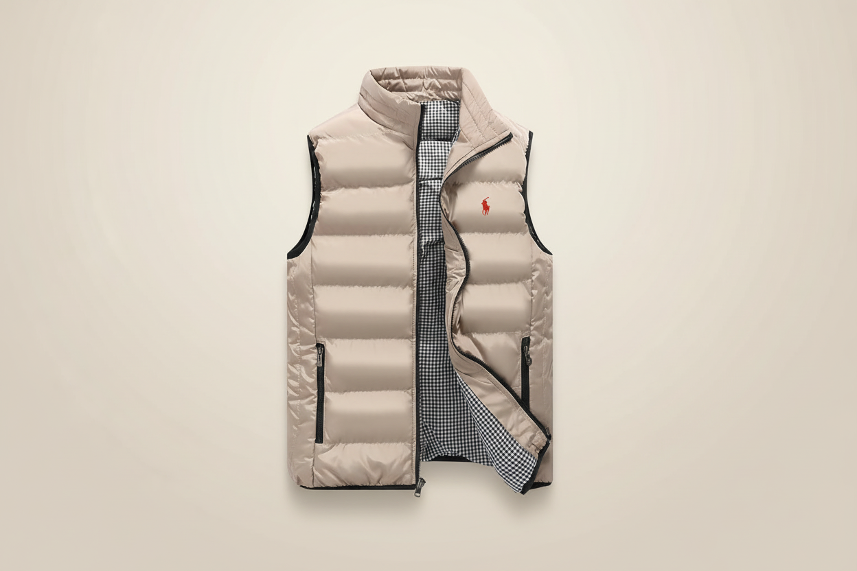 St. Martin Co RL Black Quilted Zip-Up Gilet — detail view
