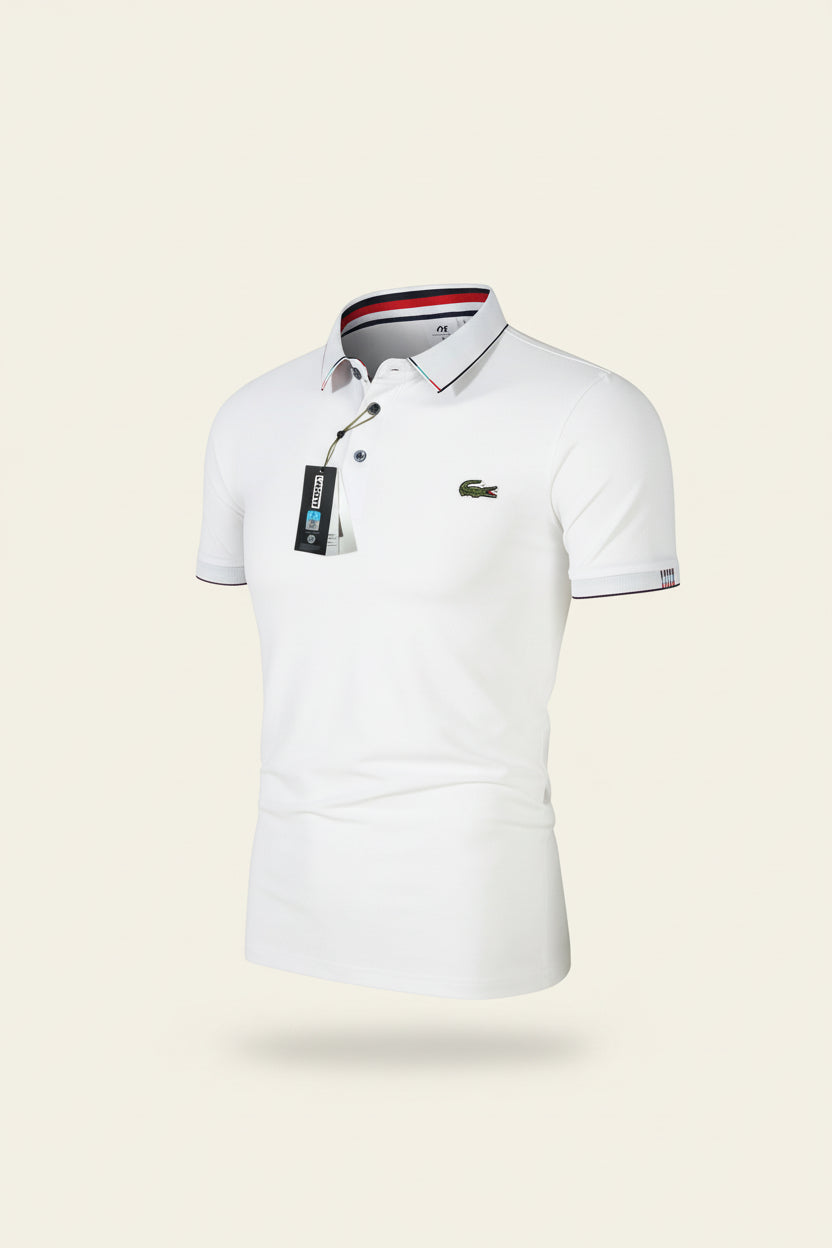 St. Martin Co LC Sky Blue Tipped Piqué Polo — detail view