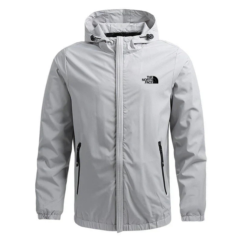 St. Martin Co TNF Pale Grey Hooded Shell Jacket — front view