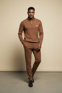 St. Martin Co HB Navy Ribbed Quarter-Zip Knit — detail view