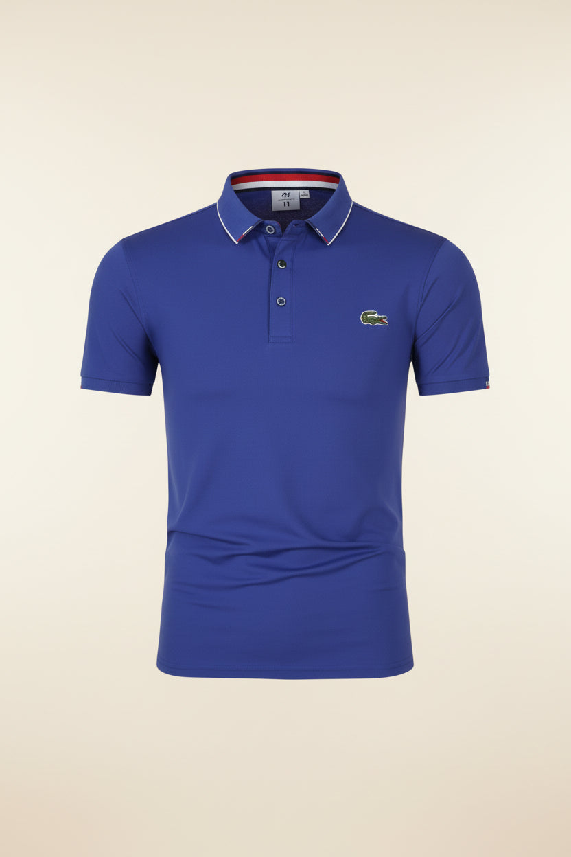 St. Martin Co LC Sky Blue Tipped Piqué Polo — detail view