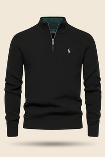 St. Martin Co Teal Waffle-Knit Quarter-Zip Pullover — side view