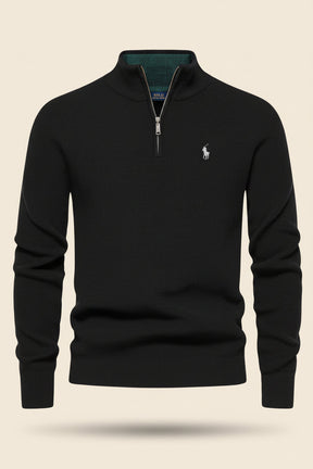 St. Martin Co Teal Waffle-Knit Quarter-Zip Pullover — side view