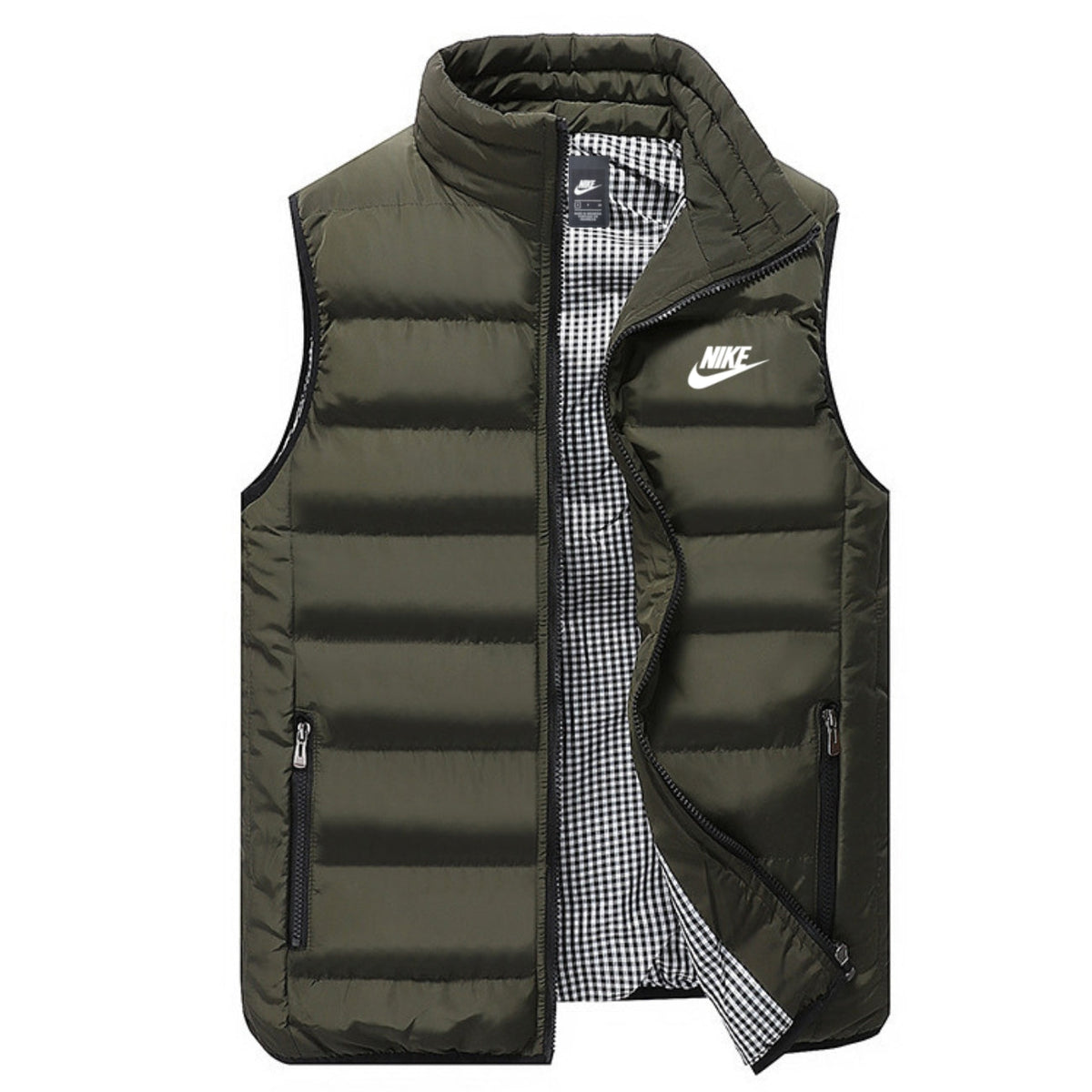 St. Martin Co Navy Quilted Insulated Gilet Gingham Lining — side view