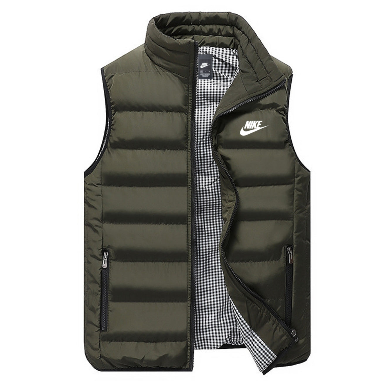 St. Martin Co Navy Quilted Insulated Gilet Gingham Lining — side view