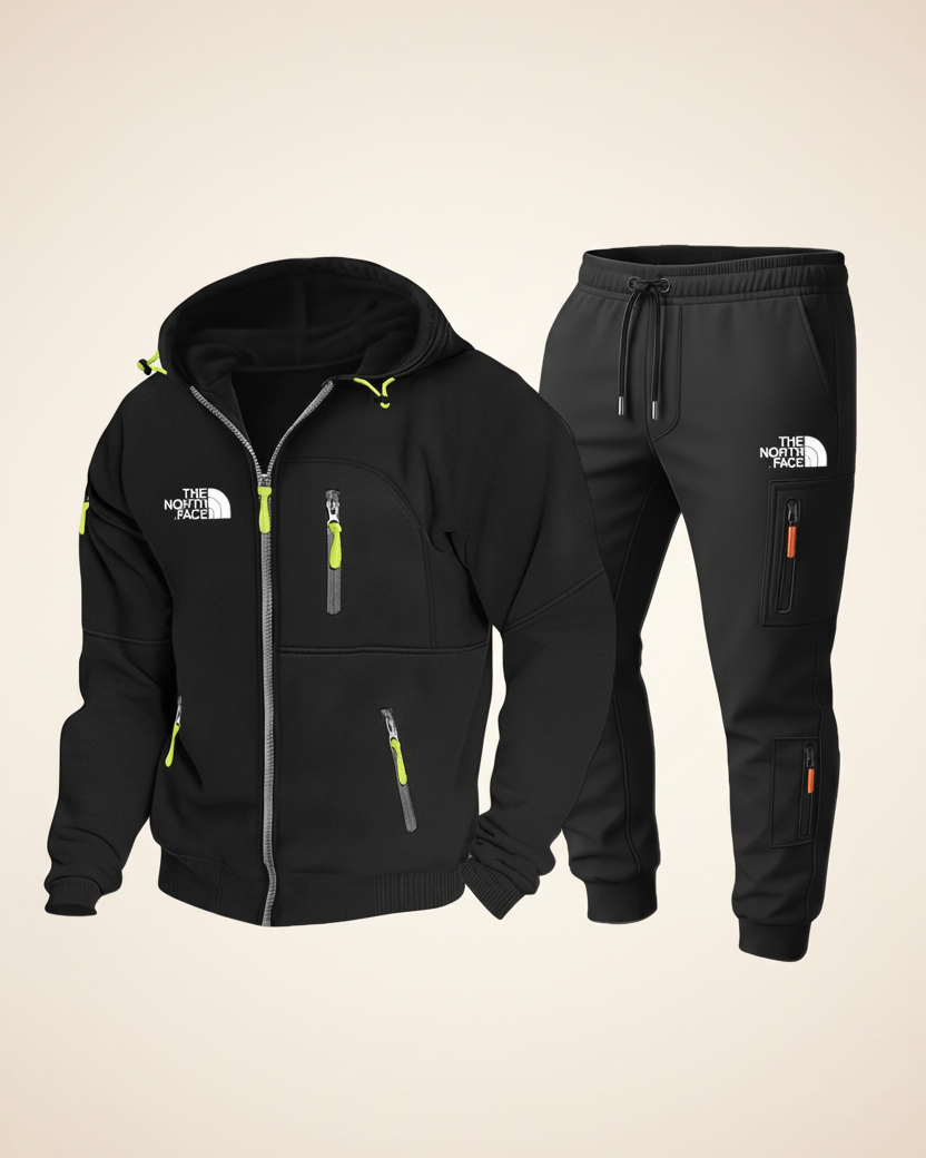 St. Martin Co Black Zip-Through Hoodie & Jogger Set — front view