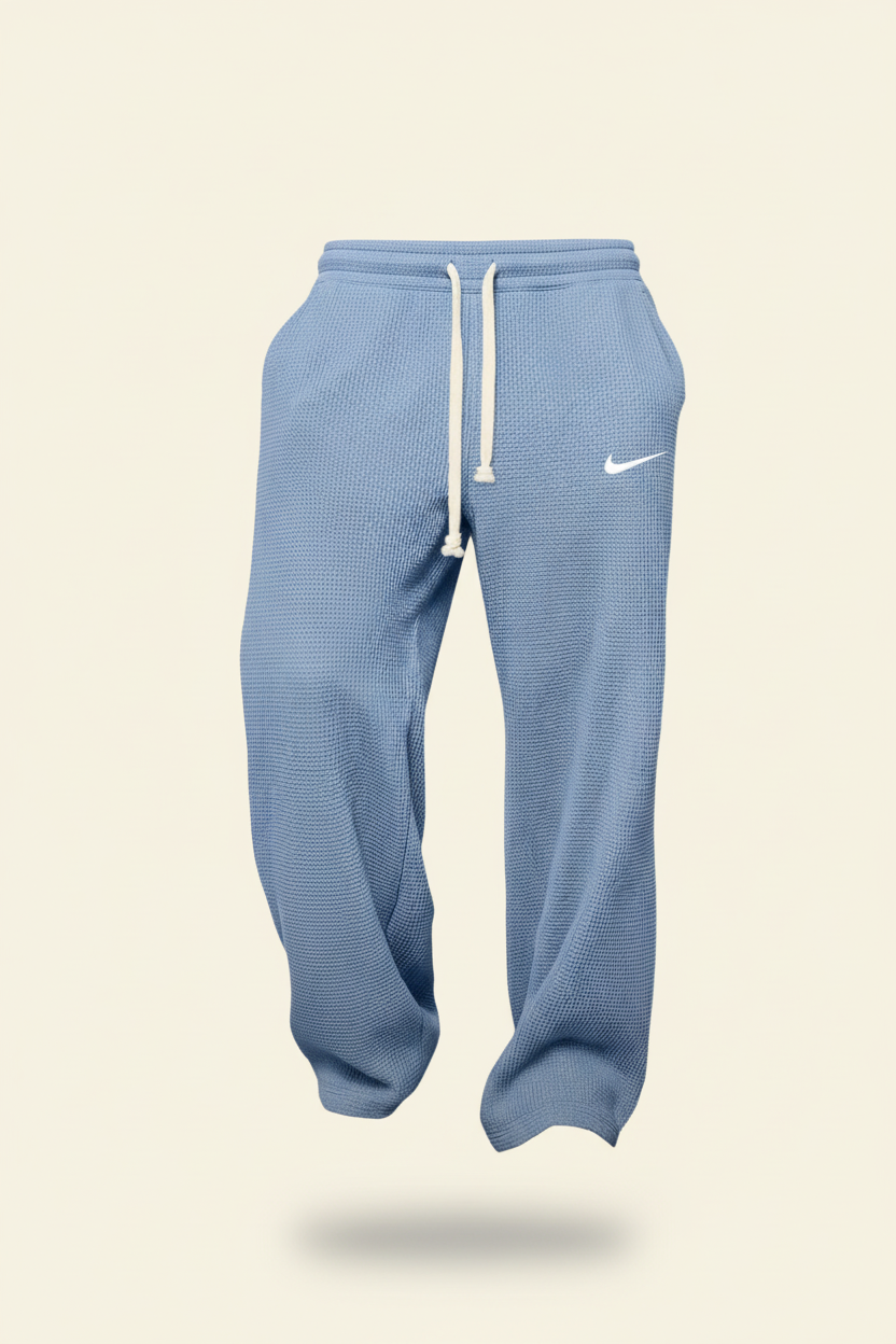 St. Martin Co Charcoal Waffle-Knit Drawstring Jogger Trousers — detail view