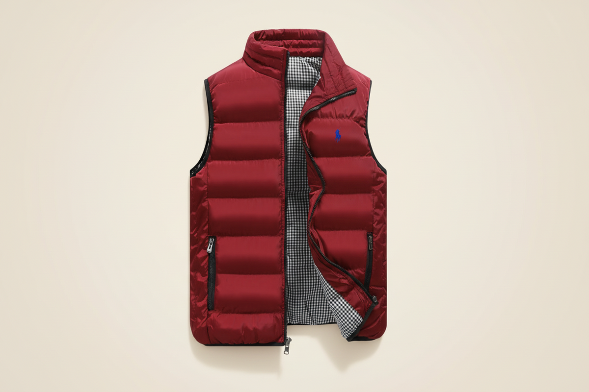 St. Martin Co RL Black Quilted Zip-Up Gilet — detail view