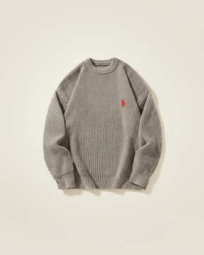 St. Martin Co RL Black Ribbed Crewneck Knit Sweater — side view