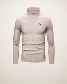 St. Martin Co RL Black Ribbed Roll Neck Sweater — back view