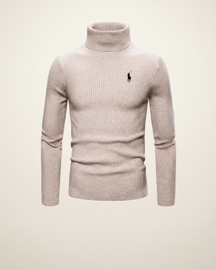 St. Martin Co RL Black Ribbed Roll Neck Sweater — back view