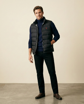 St. Martin Co RL Black Quilted Zip-Up Gilet — side view