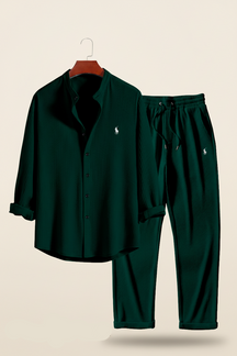 St. Martin Co RL Sky Ribbed Shirt and Trouser Set — detail view