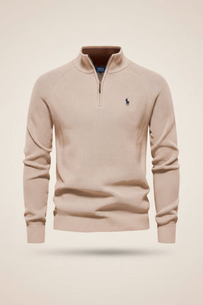 St. Martin Co Teal Waffle-Knit Quarter-Zip Pullover — back view