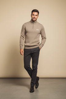 St. Martin Co HB Navy Ribbed Quarter-Zip Knit — back view
