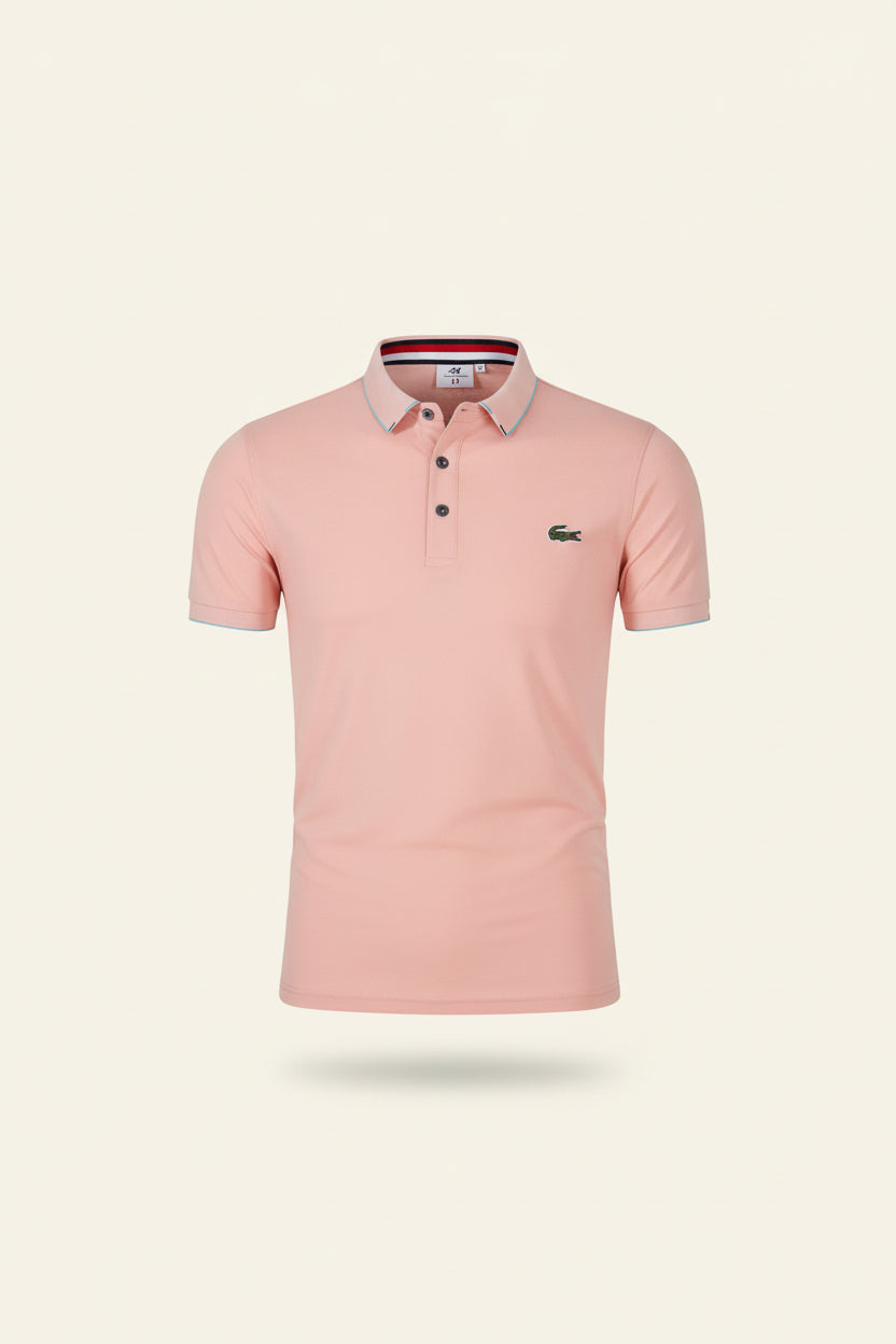 St. Martin Co LC Sky Blue Tipped Piqué Polo — side view