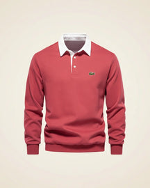 St. Martin Co LC Navy Rugby Collar Long-Sleeve Polo — detail view