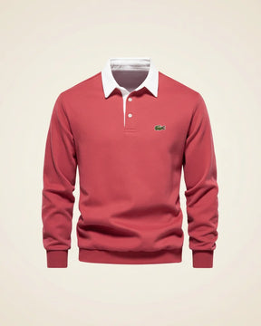 St. Martin Co LC Navy Rugby Collar Long-Sleeve Polo — detail view