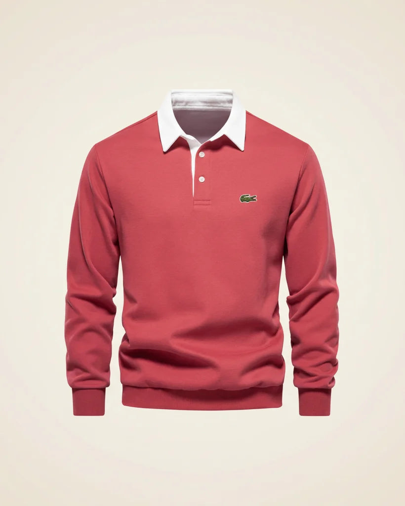 St. Martin Co LC Navy Rugby Collar Long-Sleeve Polo — detail view