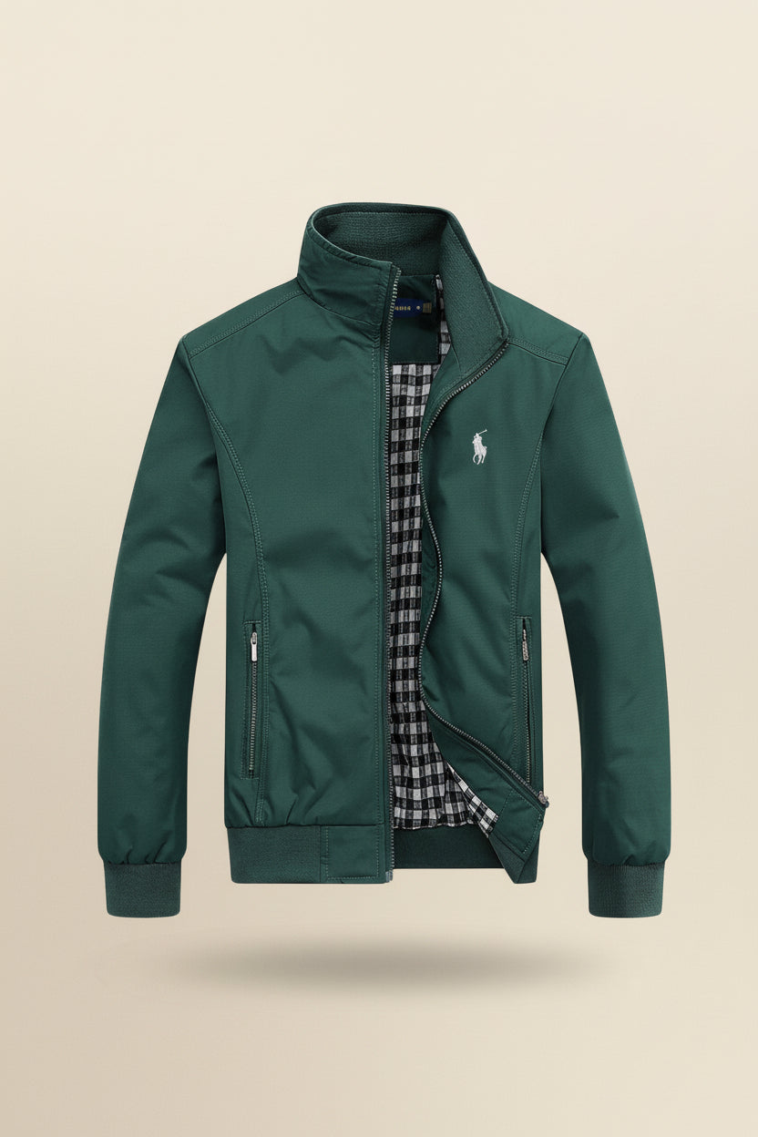 St. Martin Co RL Tan Harrington Gingham-Lined Zip Jacket — detail view