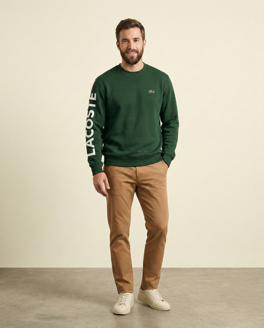 St. Martin Co LC Forest Crewneck Sleeve-Script Sweatshirt — detail view