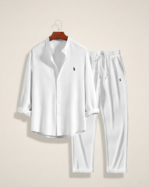 St. Martin Co RL Sky Ribbed Shirt and Trouser Set — back view
