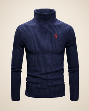 St. Martin Co RL Black Ribbed Roll Neck Sweater — detail view