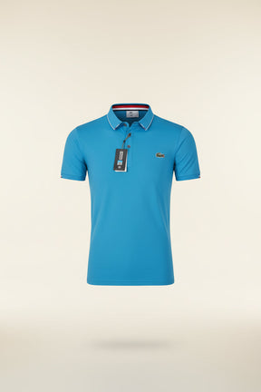 St. Martin Co LC Sky Blue Tipped Piqué Polo — detail view