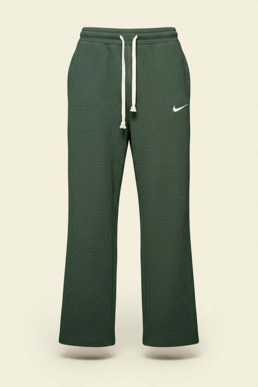 St. Martin Co Charcoal Waffle-Knit Drawstring Jogger Trousers — detail view