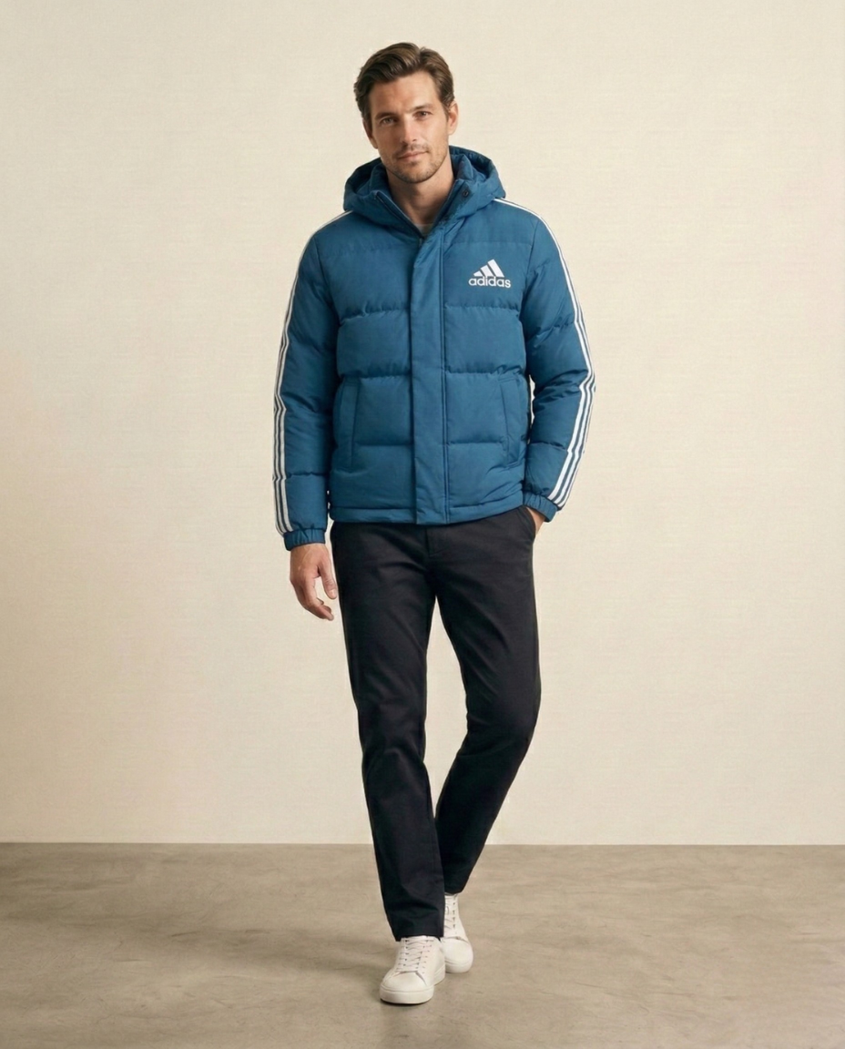 St. Martin Co AD Teal Hooded Quilted Puffer Jacket — front view